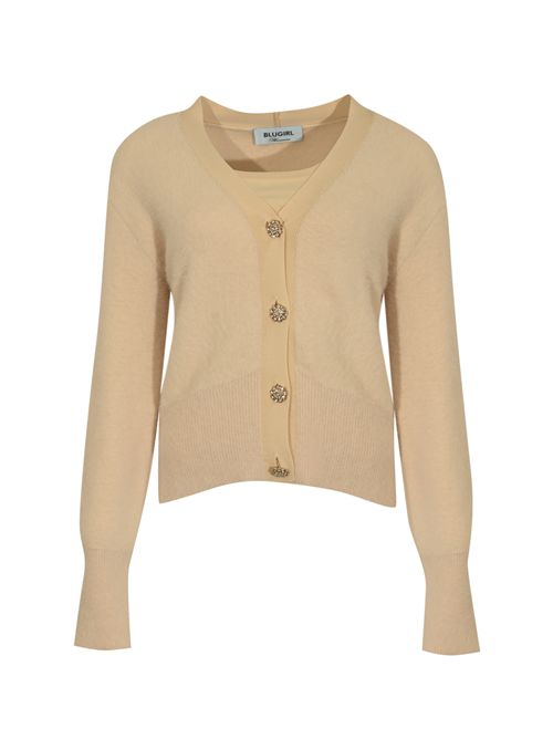 Cardigan e top effetto pelliccia Crema BLUGIRL | RF5235 MA39R10110